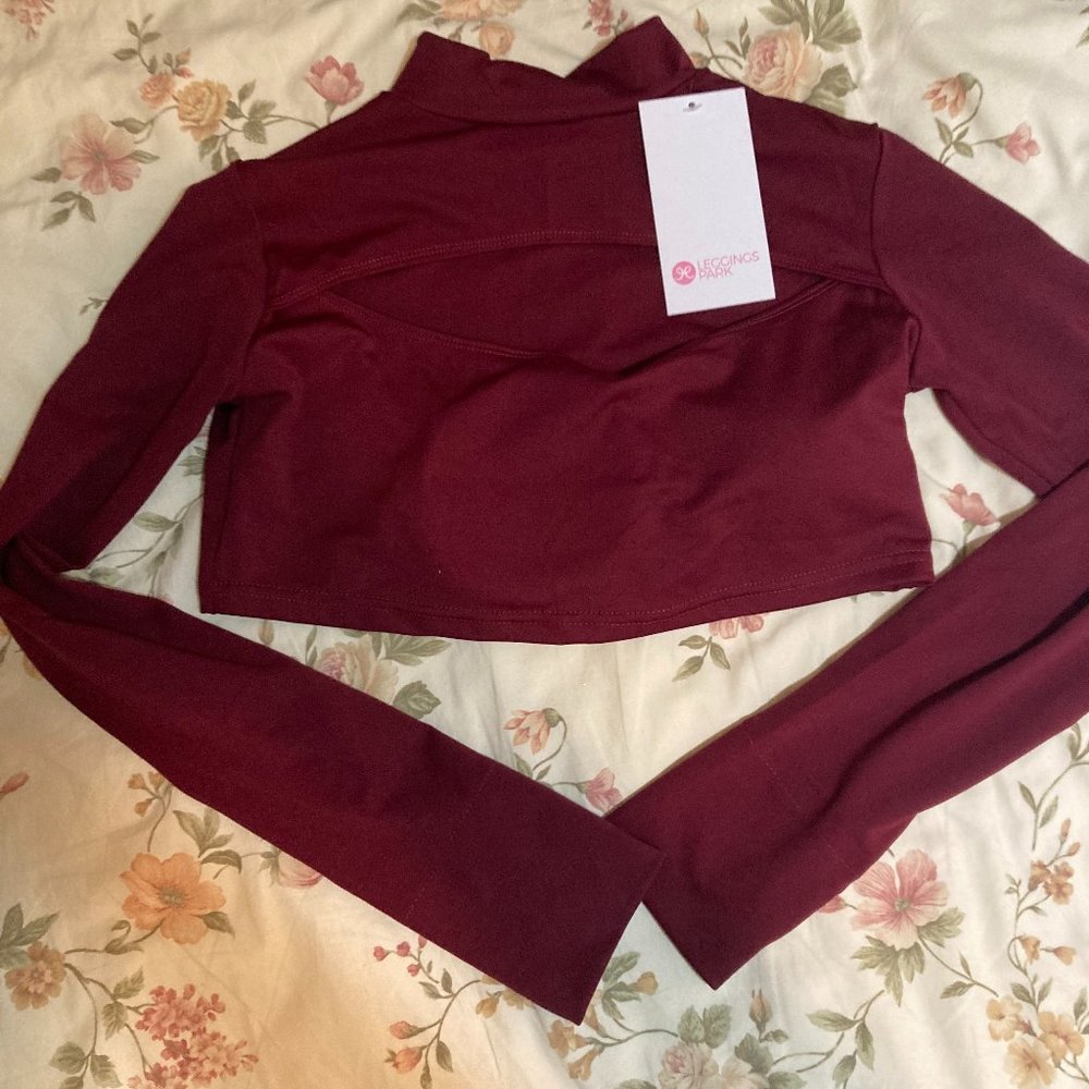 Leggings Park Womens Activewear CropTop Burgundy